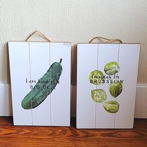 Set of 2 Kitchen Pun Signs